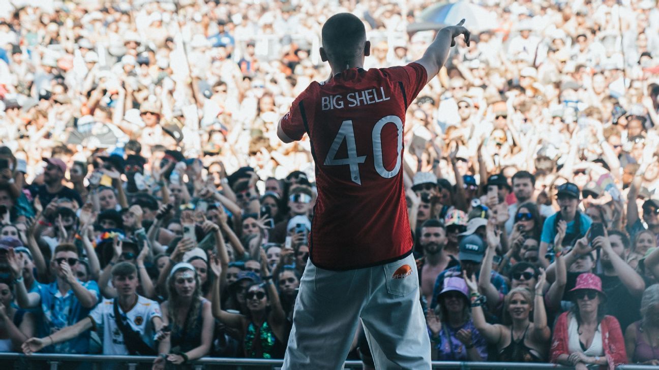 Manchester United officially unveil new 2023/24 home kit after Aitch leak  at Glastonbury