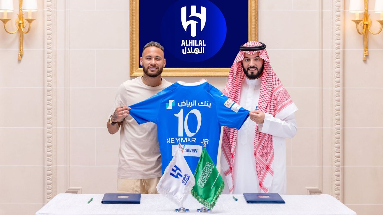 Neymar completes transfer from PSG to Saudi club Al Hilal - ESPN