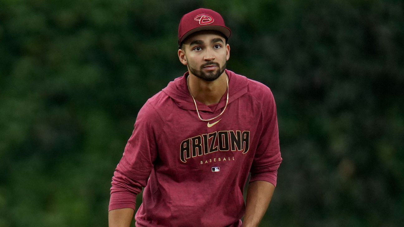 Arizona Diamondbacks' Jordan Lawlar takes batting practice prior