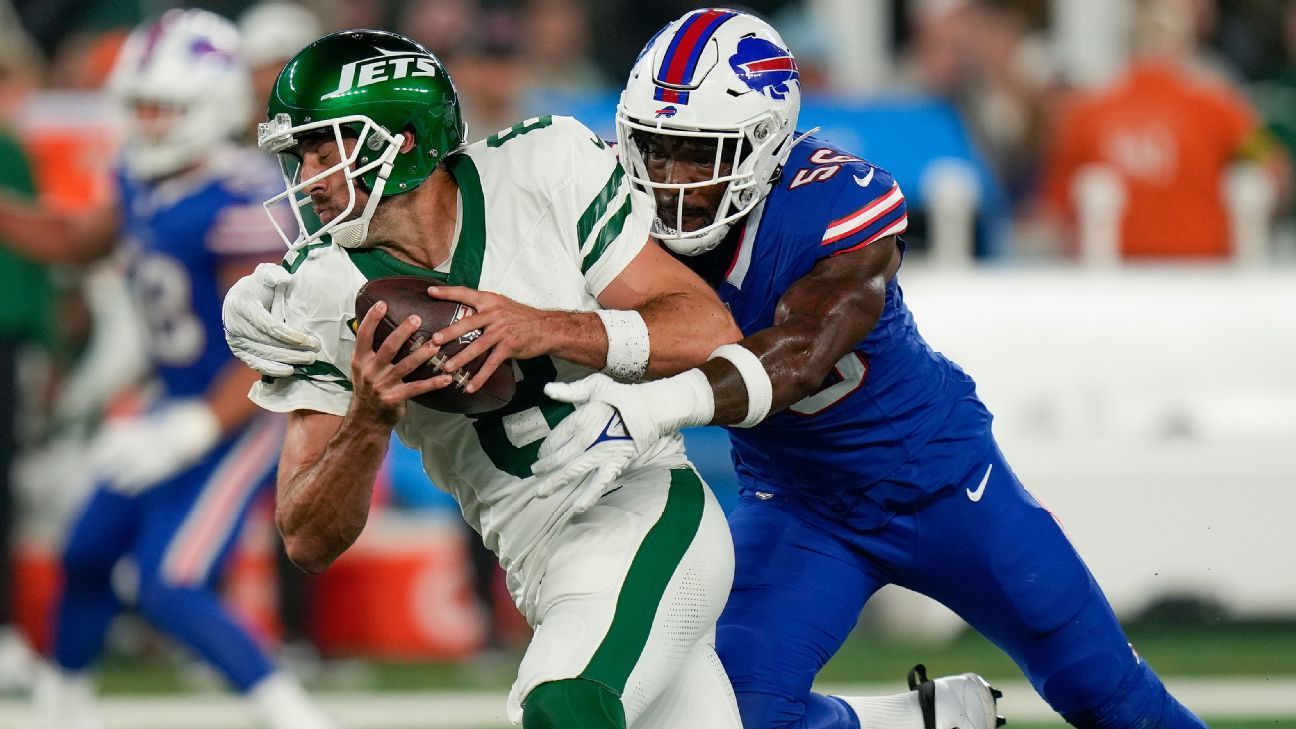 Rodgers' Jets square off against Allen's Bills in Monday night