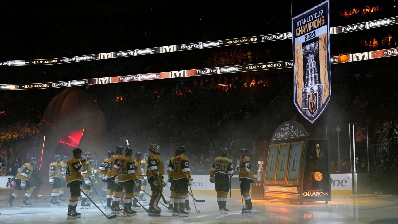 Golden Knights raise Stanley Cup championship banner before season