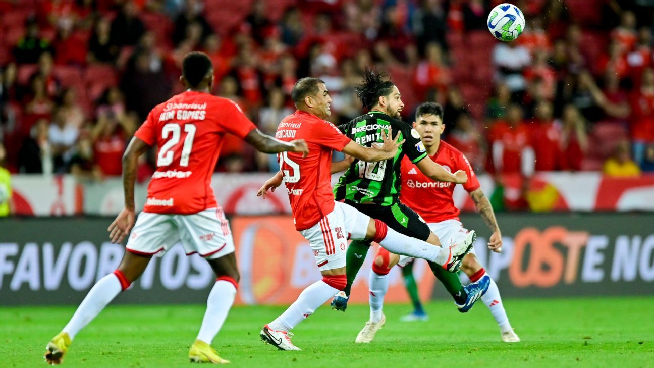AméricaMG anota golaço no fim, e Inter cede empate pelo Brasileirão ESPN