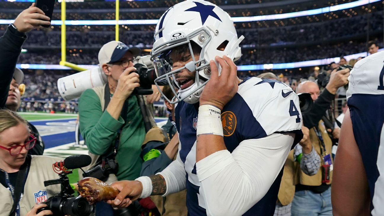 Dak Prescott, Kovboylar tank avcılarını kutluyor, 4 kazana gizlenmiş hindi budu ile