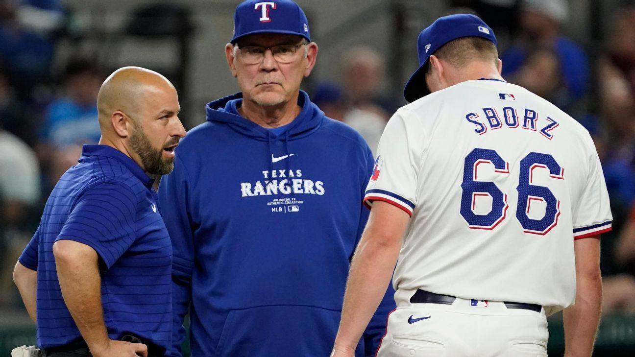 Rangers place reliever Sborz on 15-day injured list