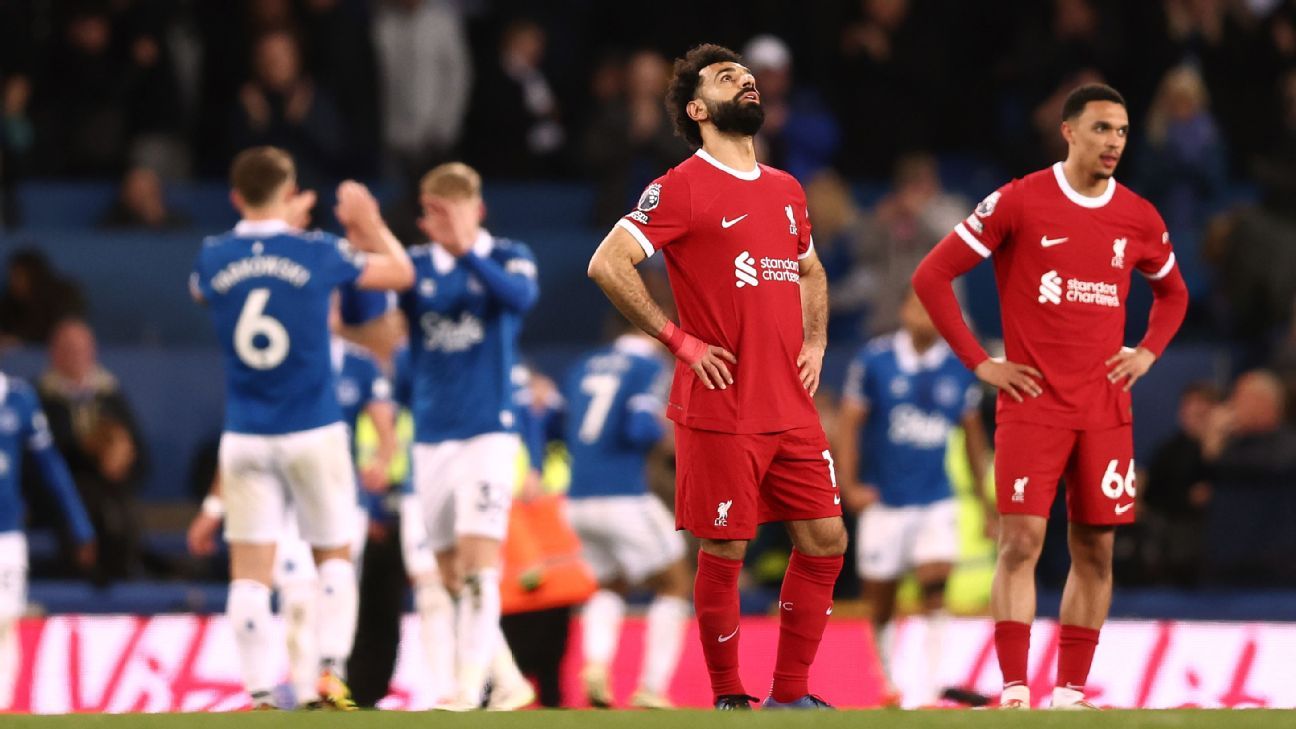 Liverpool s’essouffle, les espoirs de titre s’évaporent à Everton