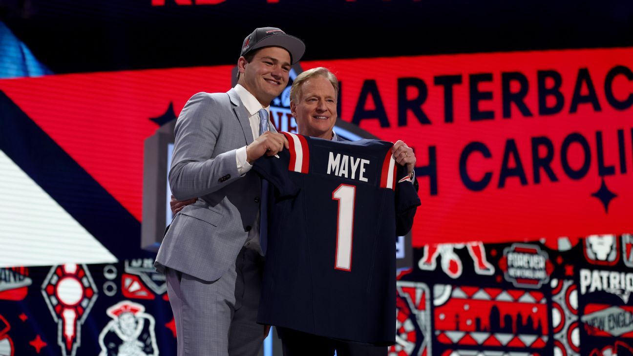 Die Patriots wählen QB Drake Maye als Nummer 3 im NFL-Draft
