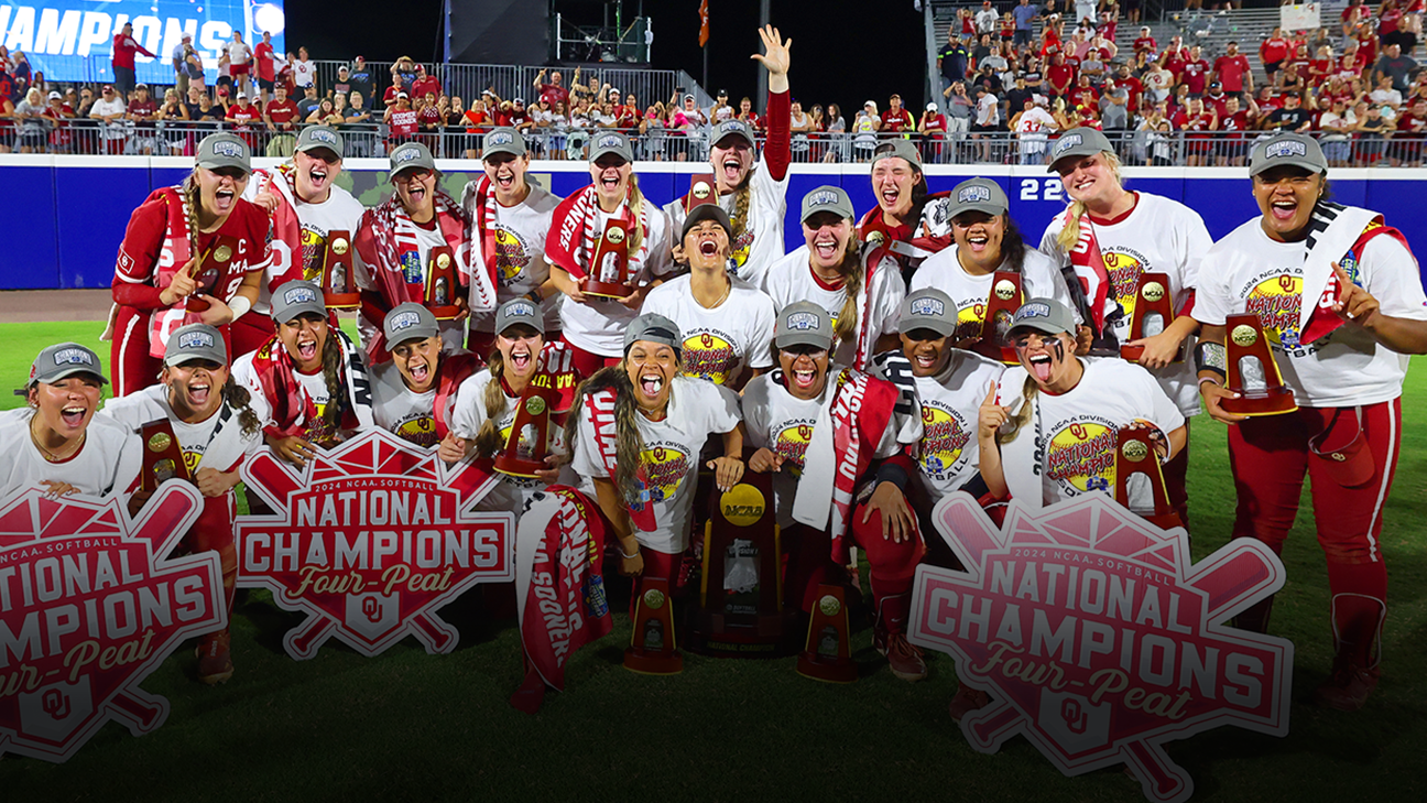 Oklahoma tops Texas, celebrates WCWS 4-peat