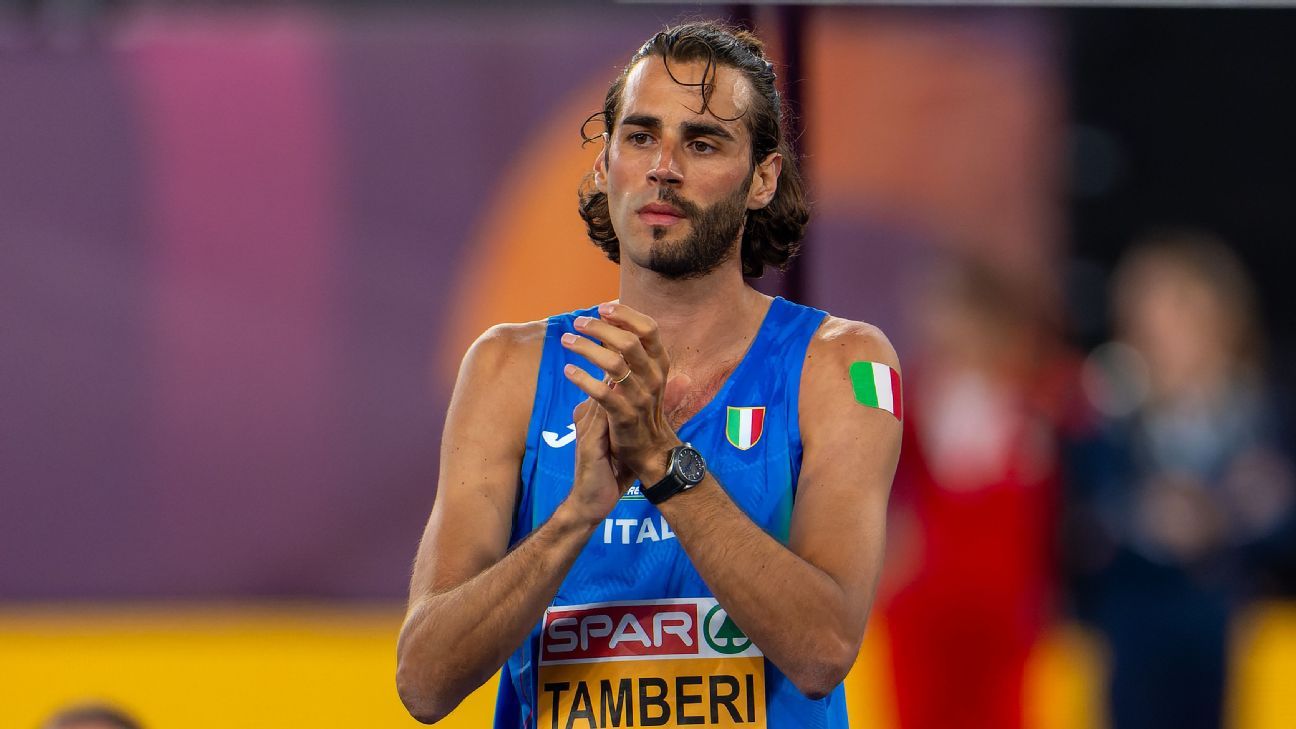 Gianmarco Tamberi shaves half beard after winning high jump - ESPN