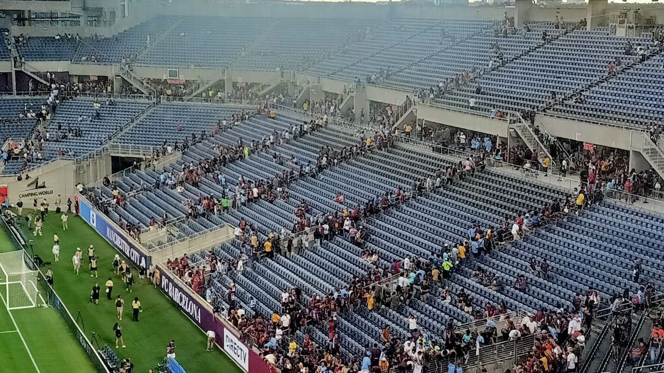 Storm threat delays Barcelona vs Manchester City in Orlando