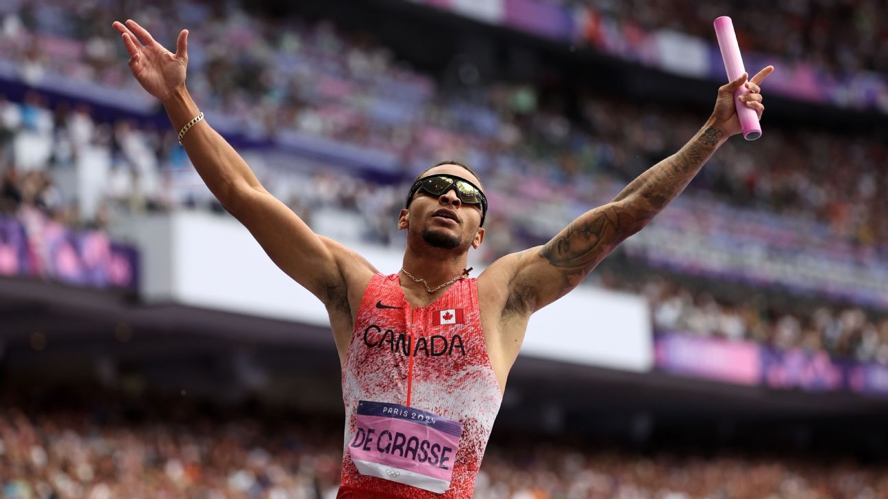 Canada wins men's 4x100 relay at Paris Games; U.S. DQ'ed ESPN