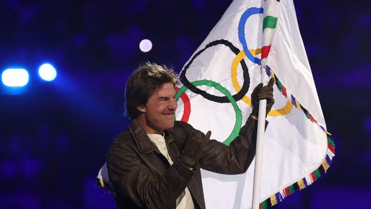 Stade de France stunt: Tom Cruise flies high during Olympic closing ceremony