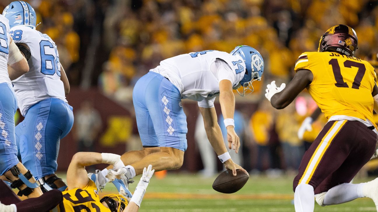 UNC's Max Johnson carted off field with injury vs. Minnesota