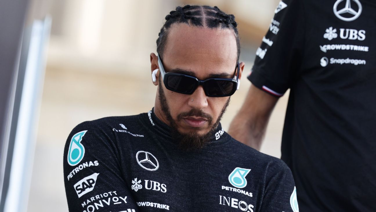 Lewis Hamilton starts from the pit lane at the Azerbaijan Grand Prix