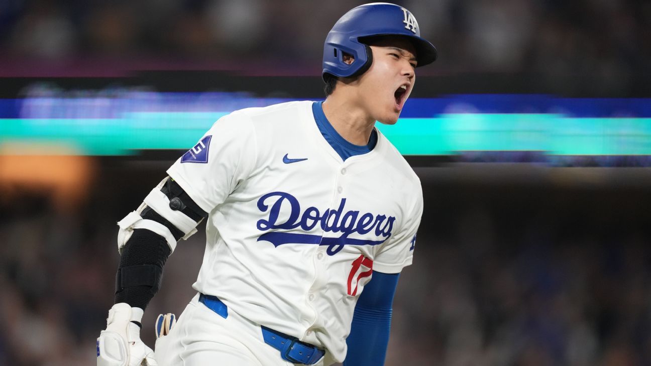 Dodgers’ Shohei Ohtani is looking forward to his first playoffs, but he’s not nervous