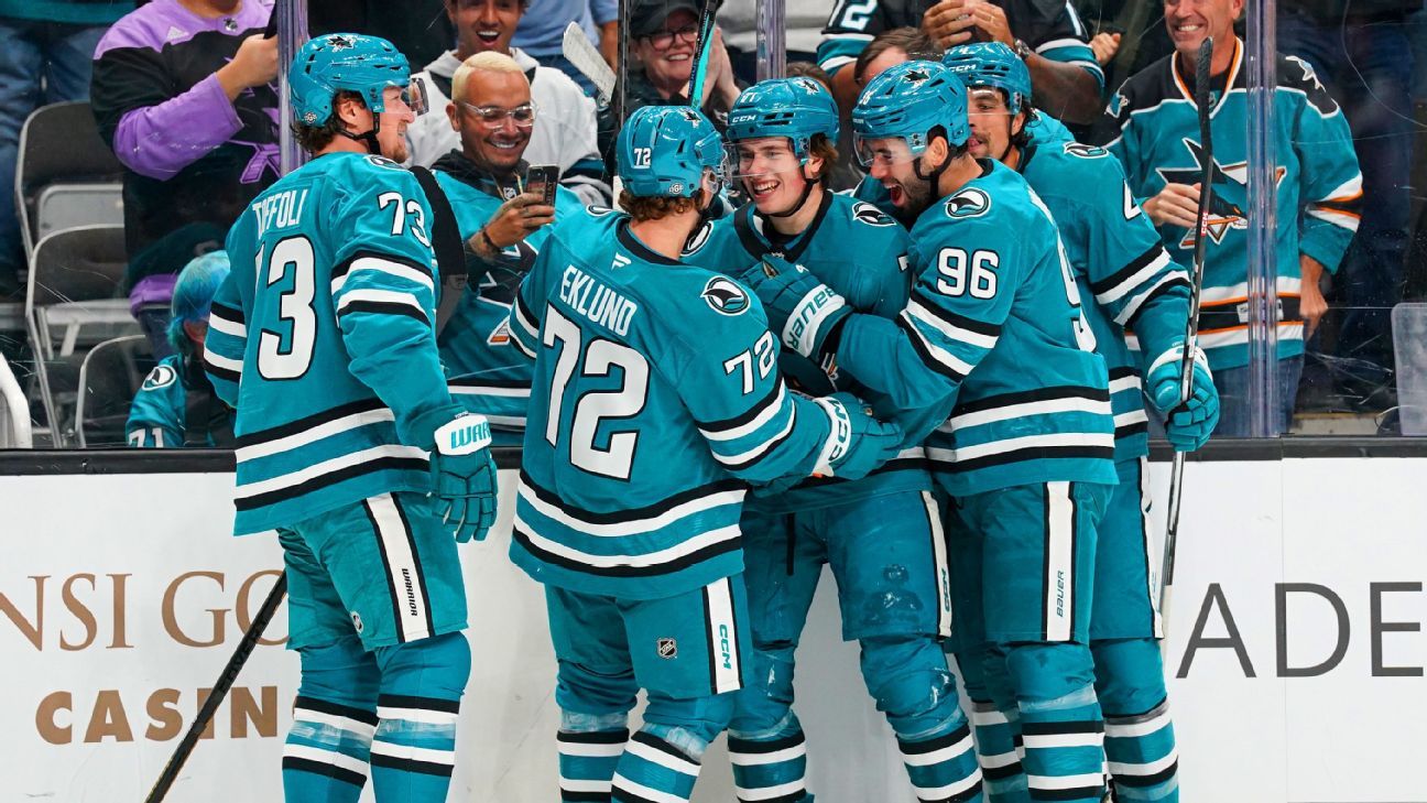 Macklin Celebrini scored a first-period goal and assisted in the Sharks’ debut