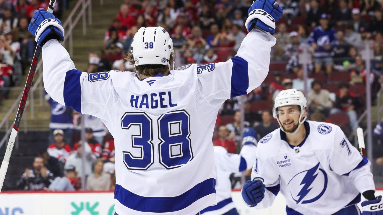 Hagel authors natural hat trick as Lightning win