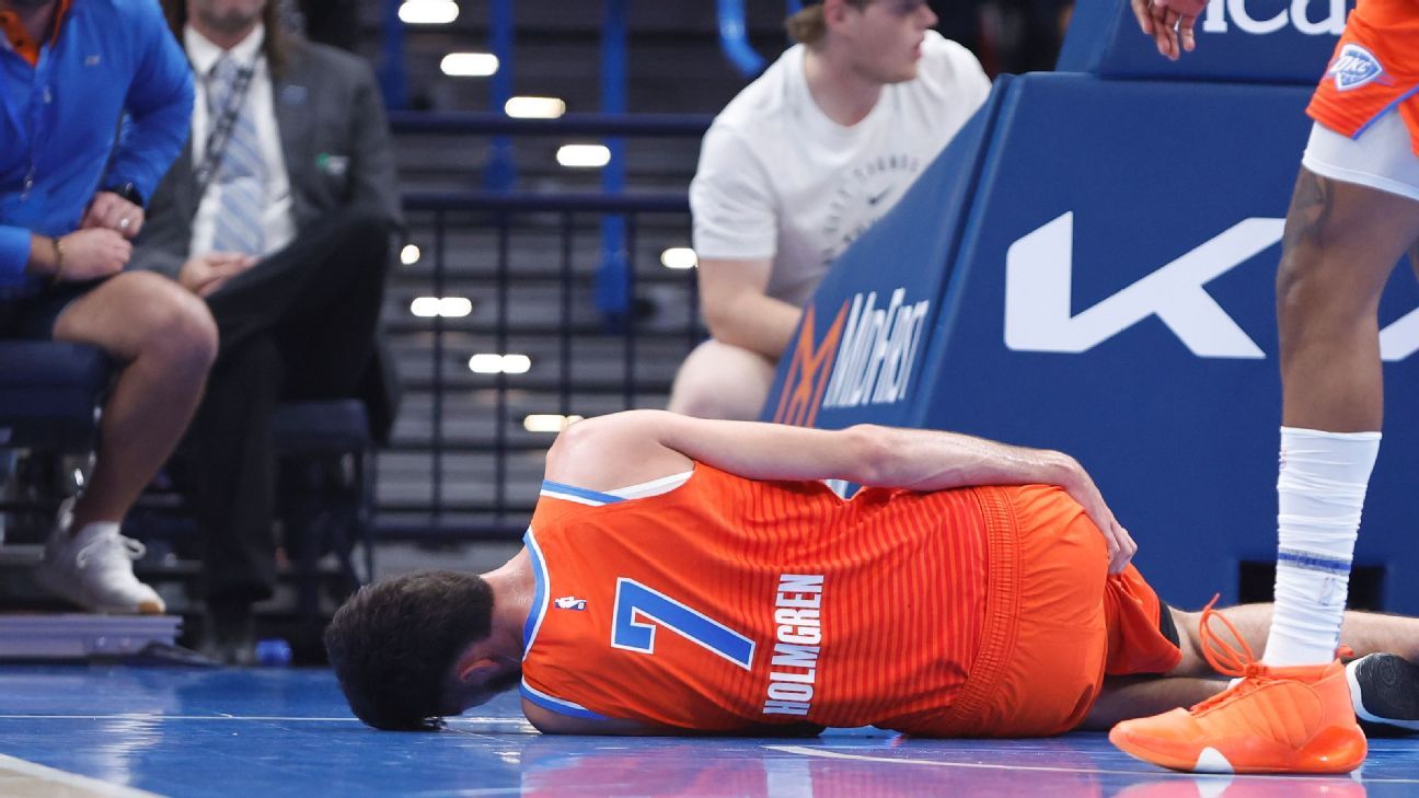 Holmgren (hip) leaves OKC loss after hard fall