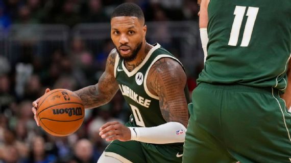 Damian Lillard on the⁤ court with the Bucks