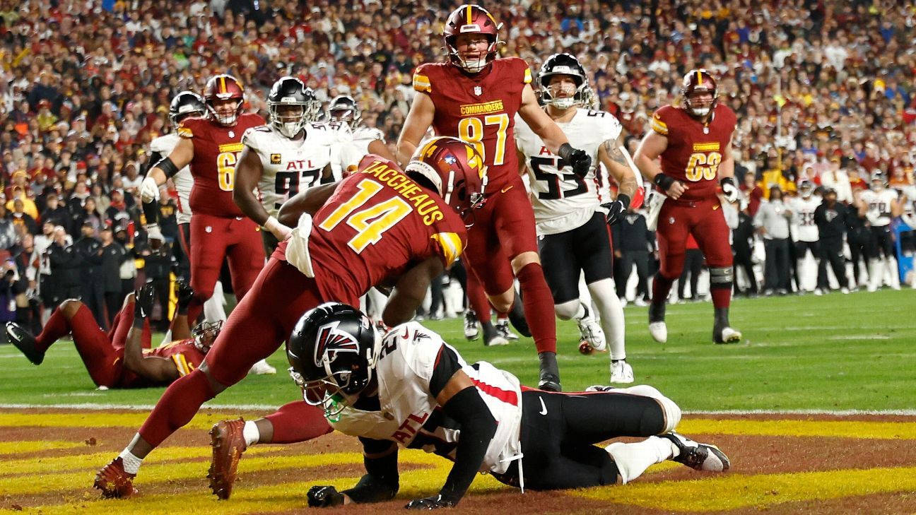 Olamide Zaccheaus catches 7-yard TD to give Commanders lead - ESPN
