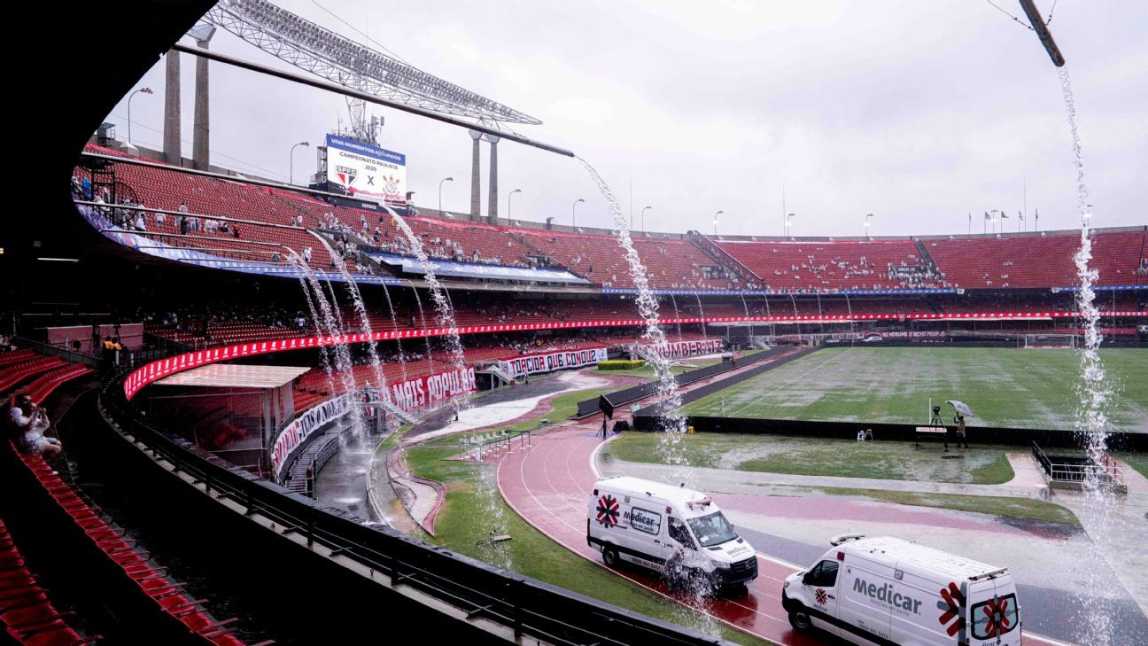 Federação Paulista adia início de São Paulo x Corinthians após 'dilúvio' no Morumbis