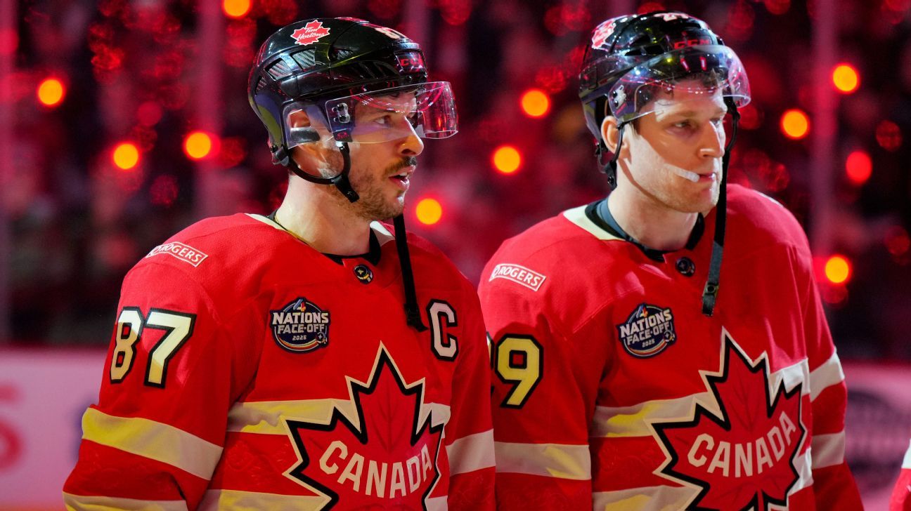 'They're hockey junkies': Crosby, MacKinnon brave snowstorm to attend practice day after game