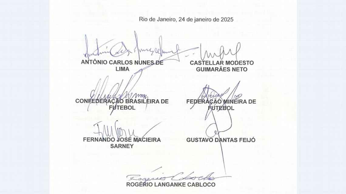 Polêmica assinatura de Coronel Nunes em documento de janeiro de 2025 - Foto: Reprodução/ESPN