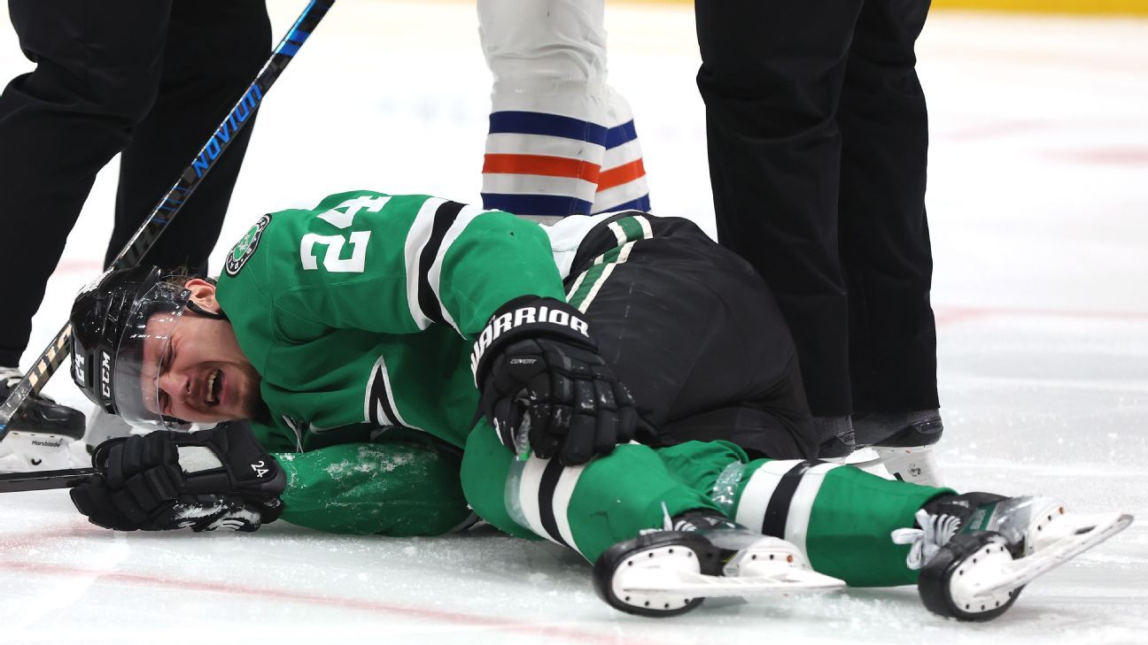 Nurse slash sends Stars' Hintz away with injury