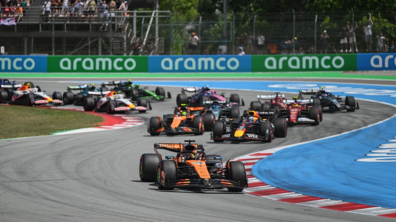 Oscar Piastri ganó desde la pole position mientras Lando Norris no pudo plantear un desafío serio por la victoria en España.