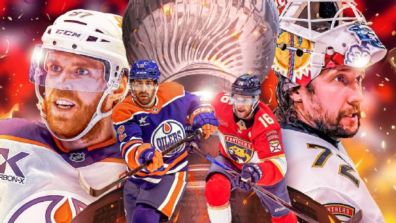 Illustration of Panthers and Oilers logos with Stanley Cup