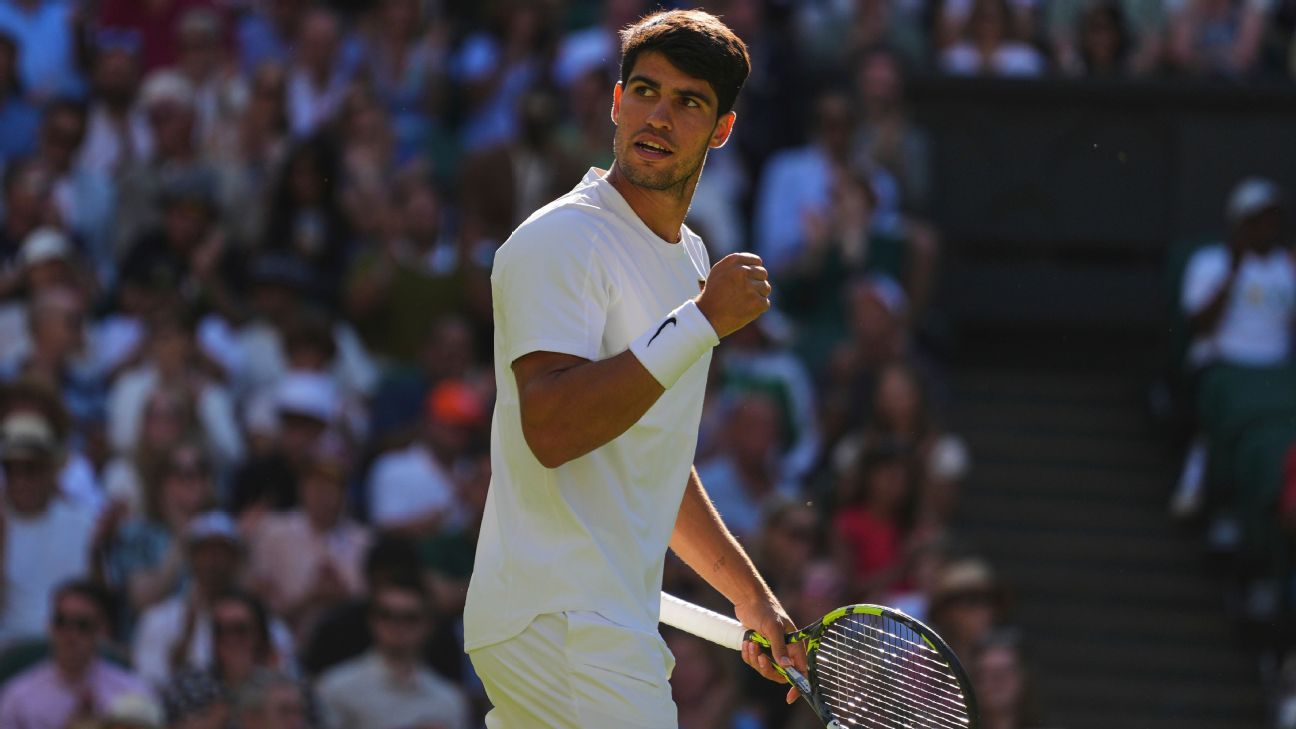 Alcaraz cruises at Wimbledon; win streak hits 20
