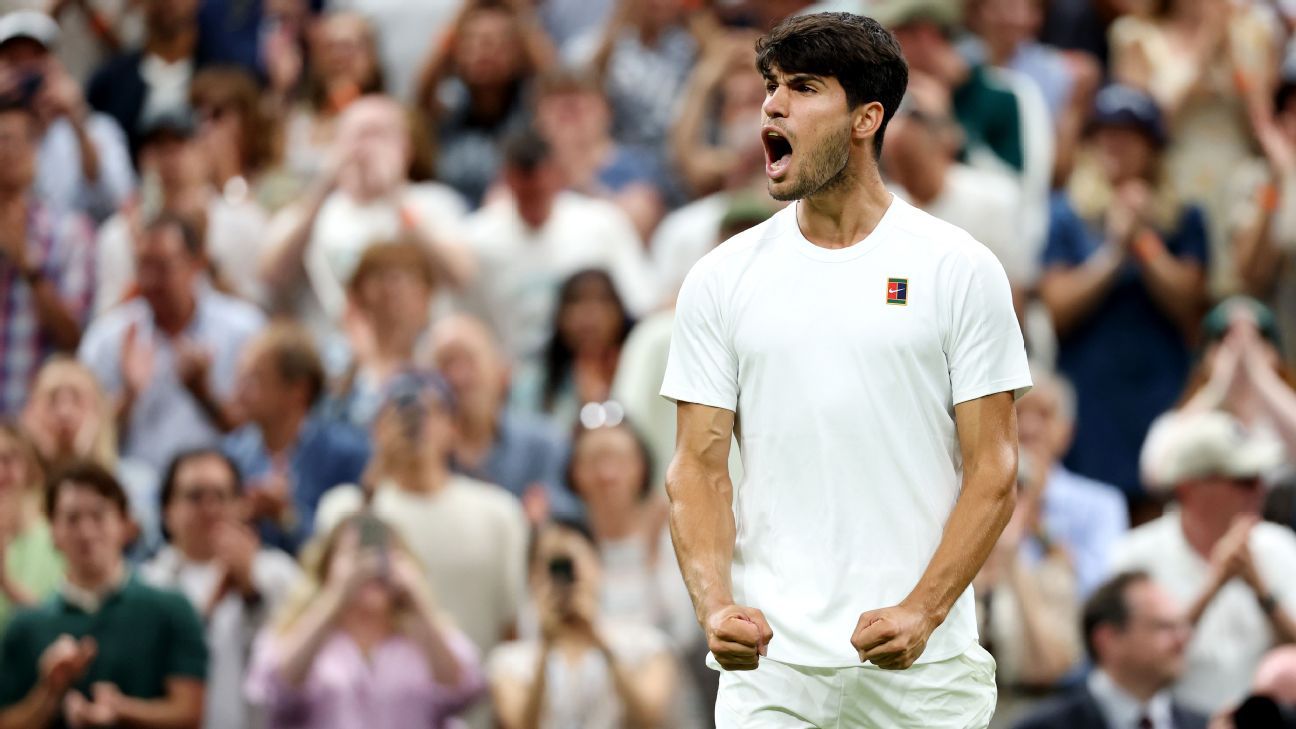 Alcaraz survives Rublev test, rolls on at Wimbledon