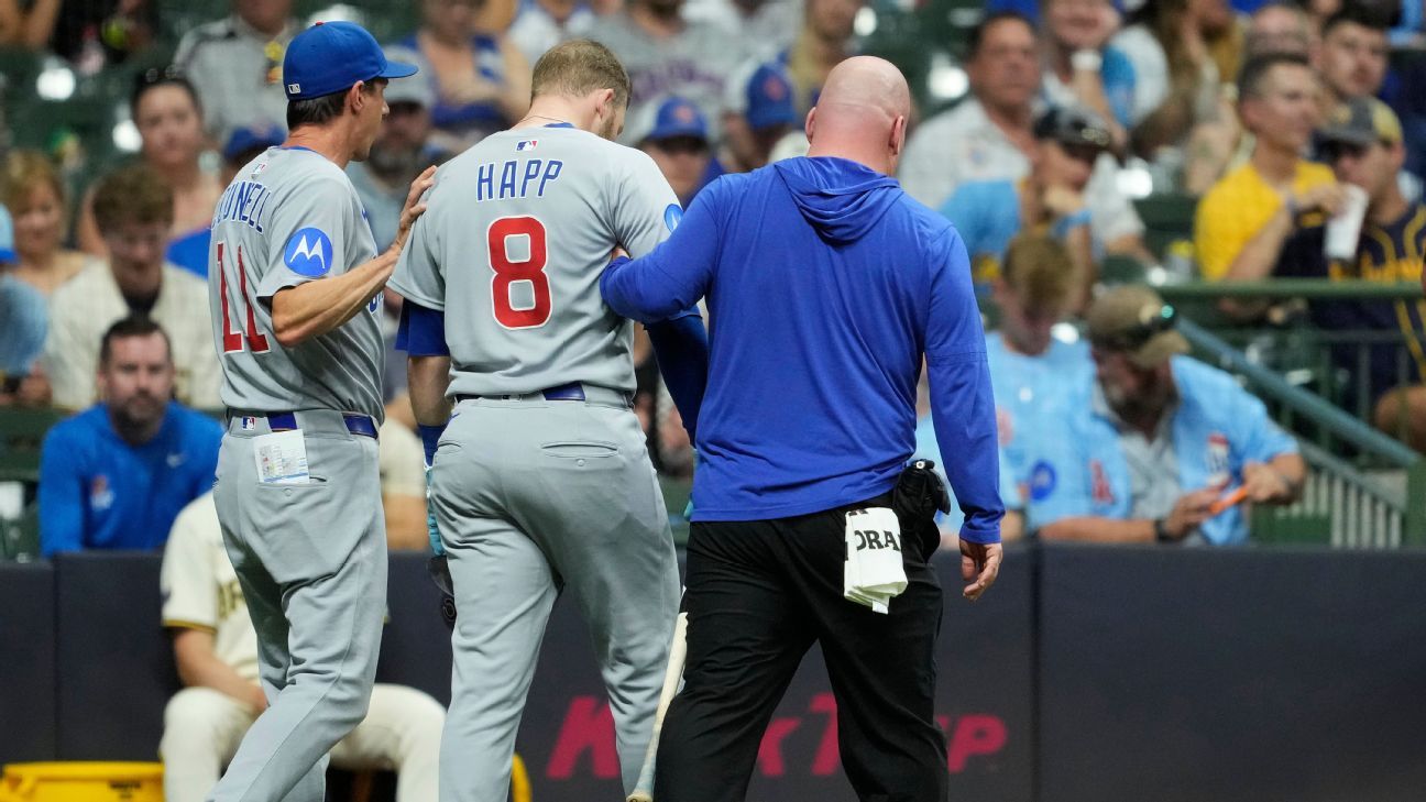 Cubs' Happ: No IL needed after foul ball off shin