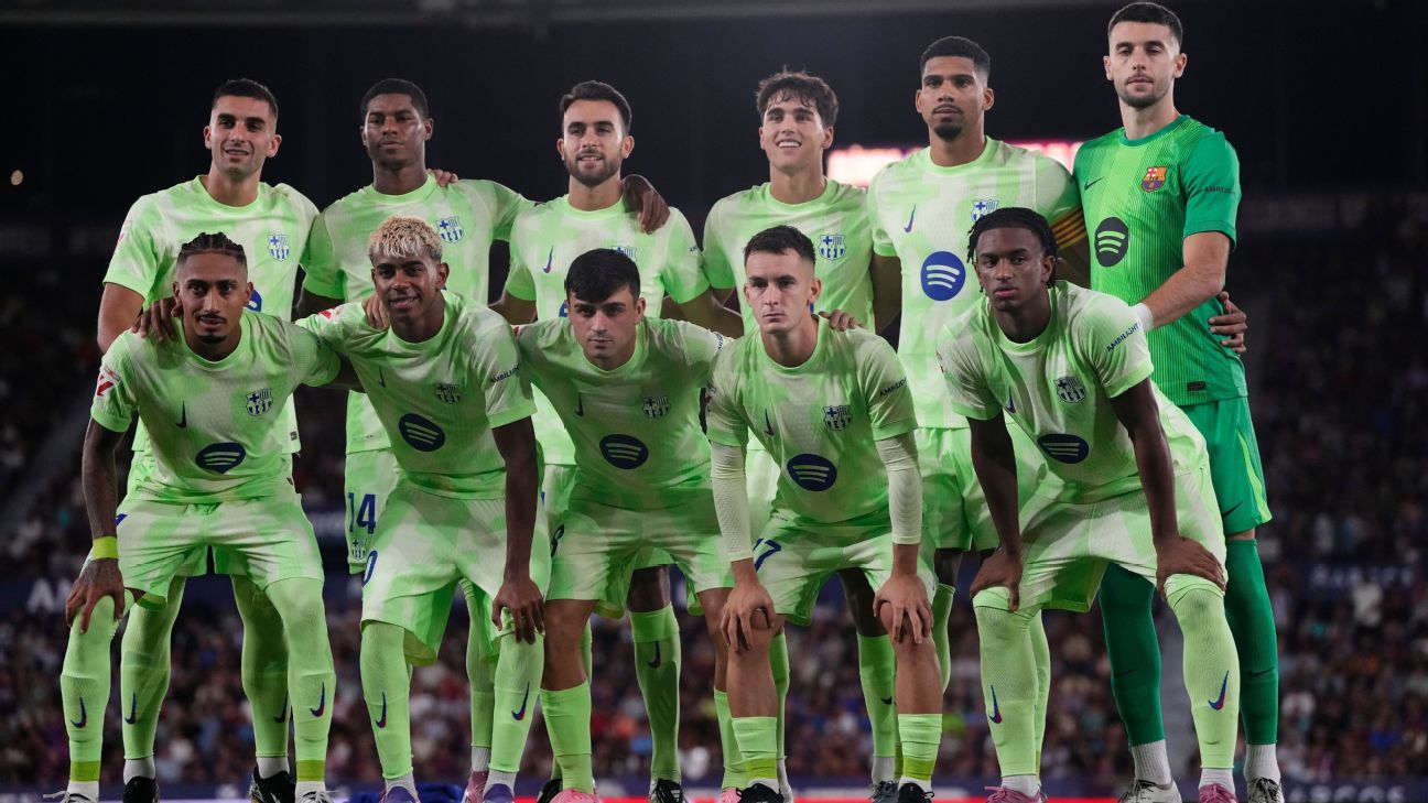 Why have Barcelona still been playing in last season's kits this term?