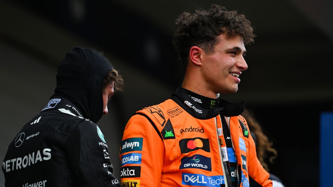 Lando Norris celebra tras conseguir la pole position en el Gran Premio de Brasil