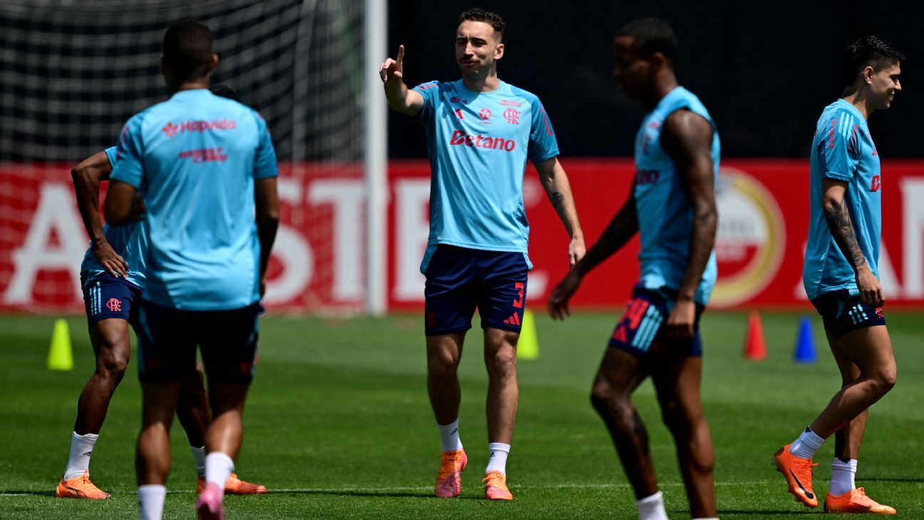 Flamengo: Ortiz trabalha com bola e se prepara para a final, enquanto Pedro é ausência em treino