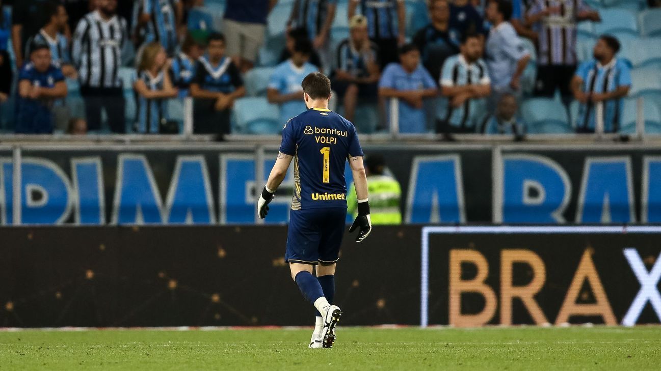 Grêmio rescinde contrato de Tiago Volpi e outros dois jogadores importantes.