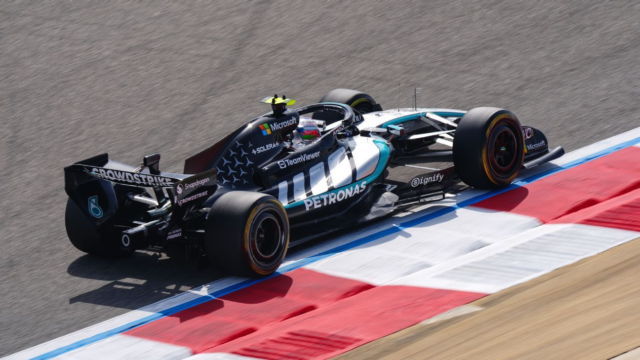 Testes de F1: Antonelli e Russell lideram o dia 3 na Mercedes Bahrain