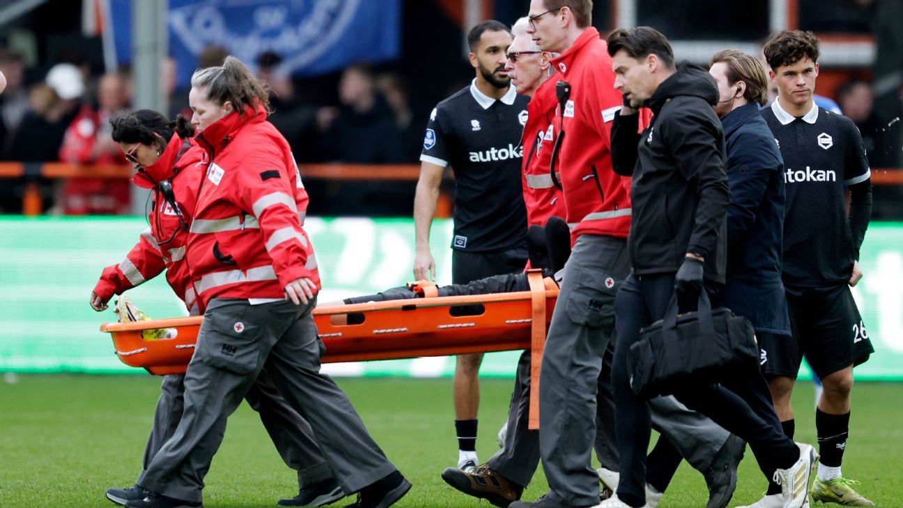 Resink per brancard van het veld, vrees voor zware blessure