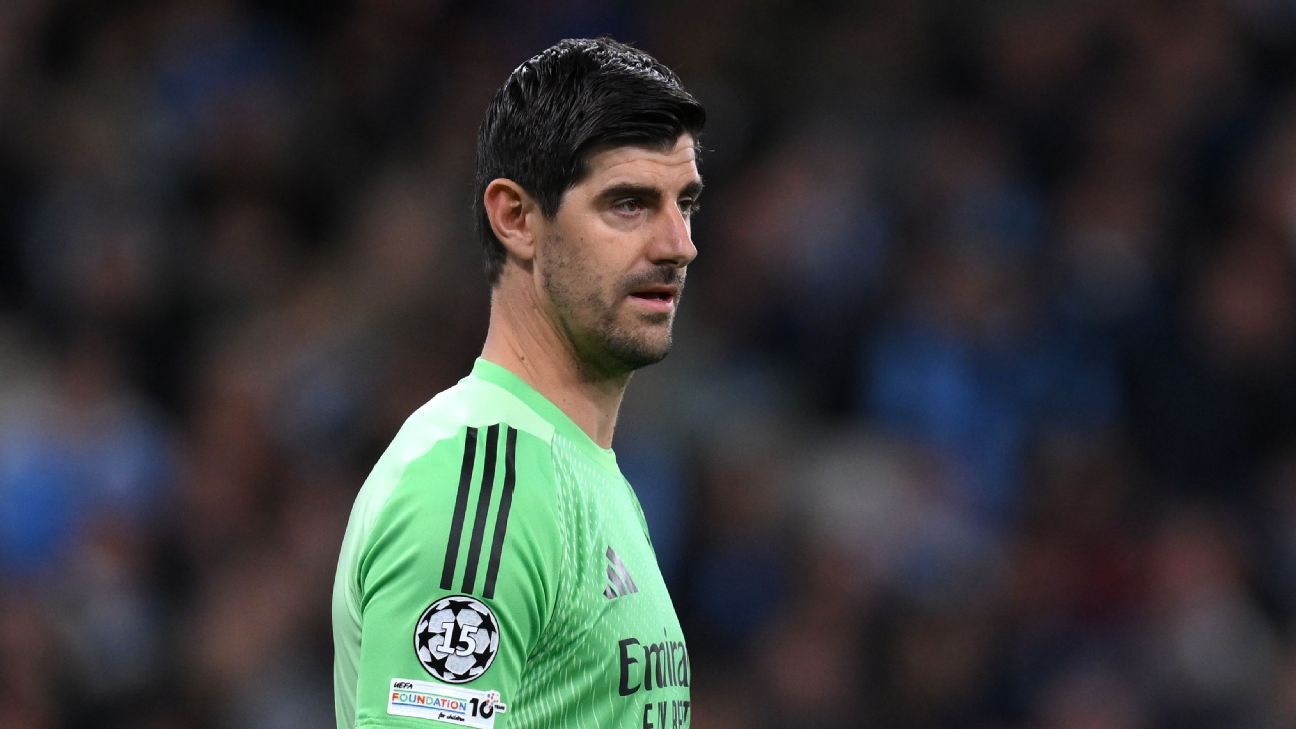 Thibaut Courtois, do Real Madrid, afastado por quase seis semanas, dizem fontes
