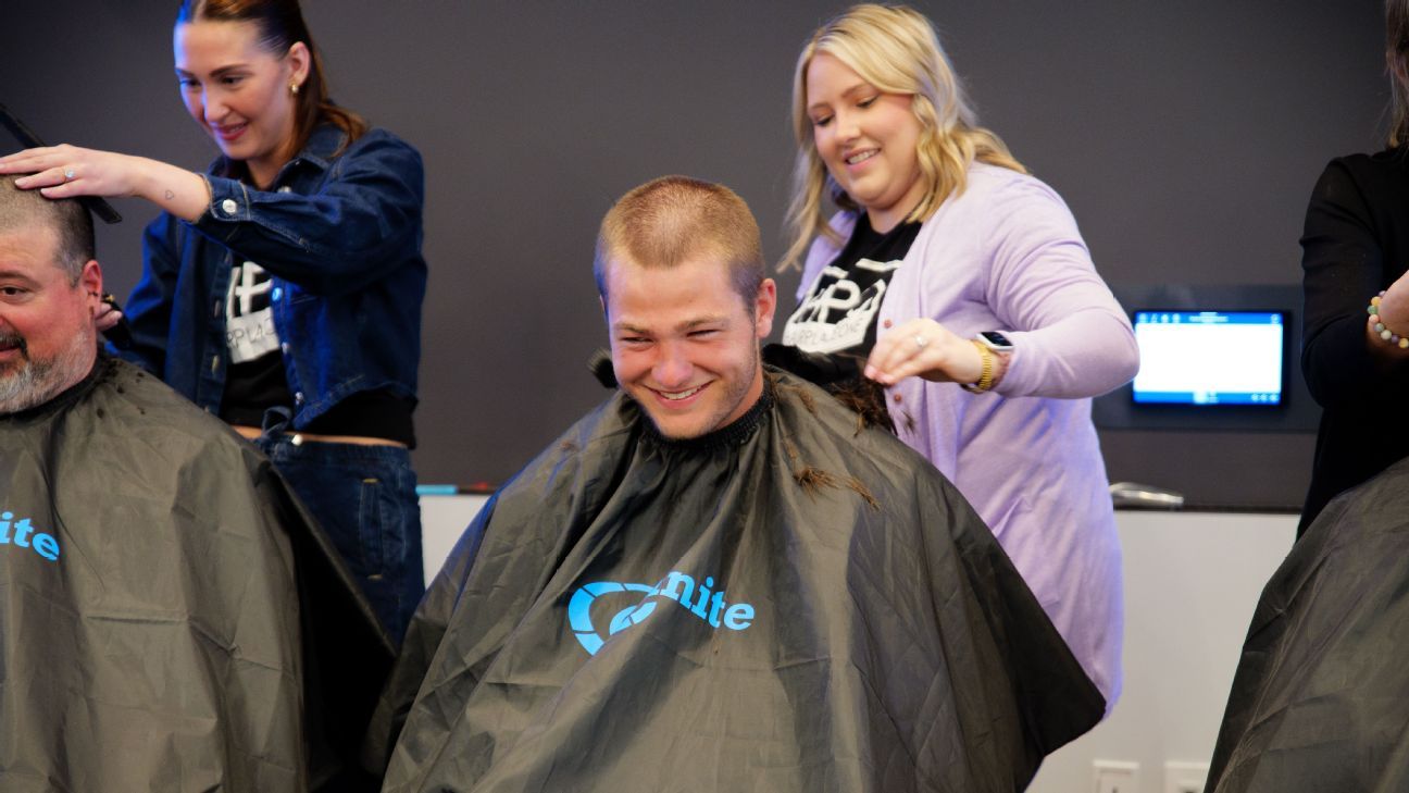 Patriots' Drake Maye shaves hair at charity event for Boston Children's Hospital
