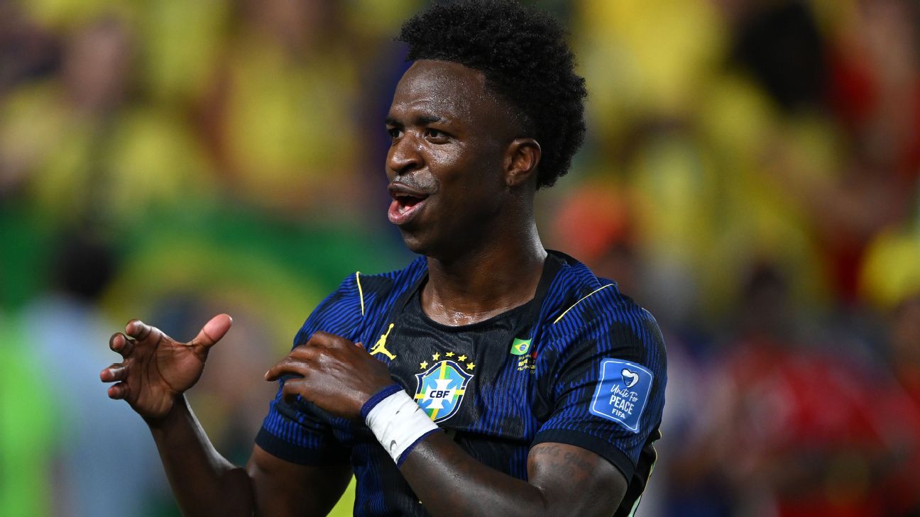 À espera de Neymar, Seleção vê Vinicius Jr. desabrochar e igualar números de Romário e Ronaldinho em Copas