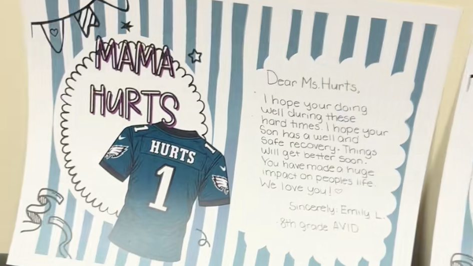 Jalen Hurts' mom's students send well-wishes in QB's road to recovery