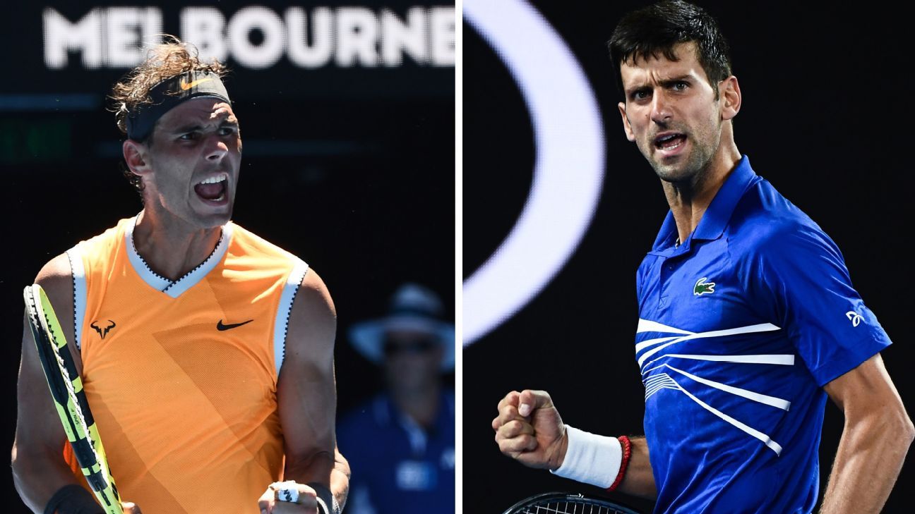 Novak Djokovic und Rafael Nadal auf gegenüberliegenden Seiten eines Unentschiedens bei den Australian Open