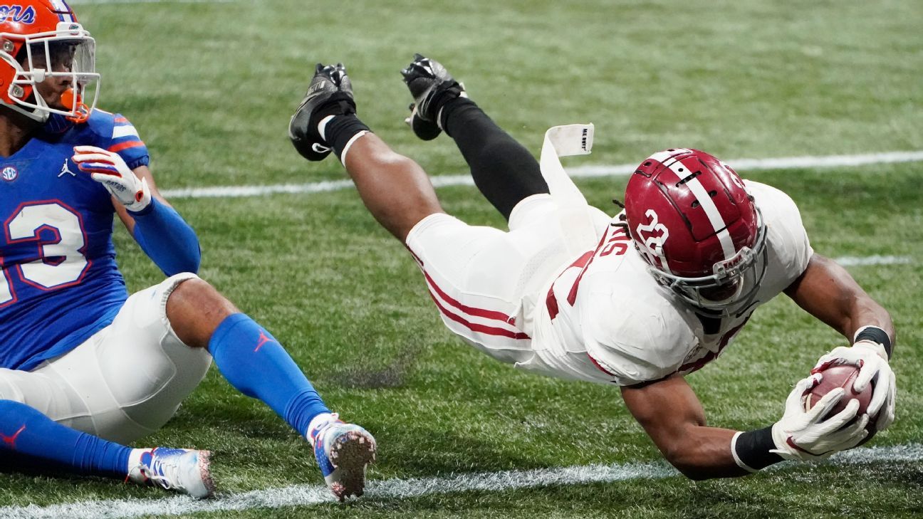Najee Harris leads Alabama with five record touchdowns in dominant SEC title game against Florida