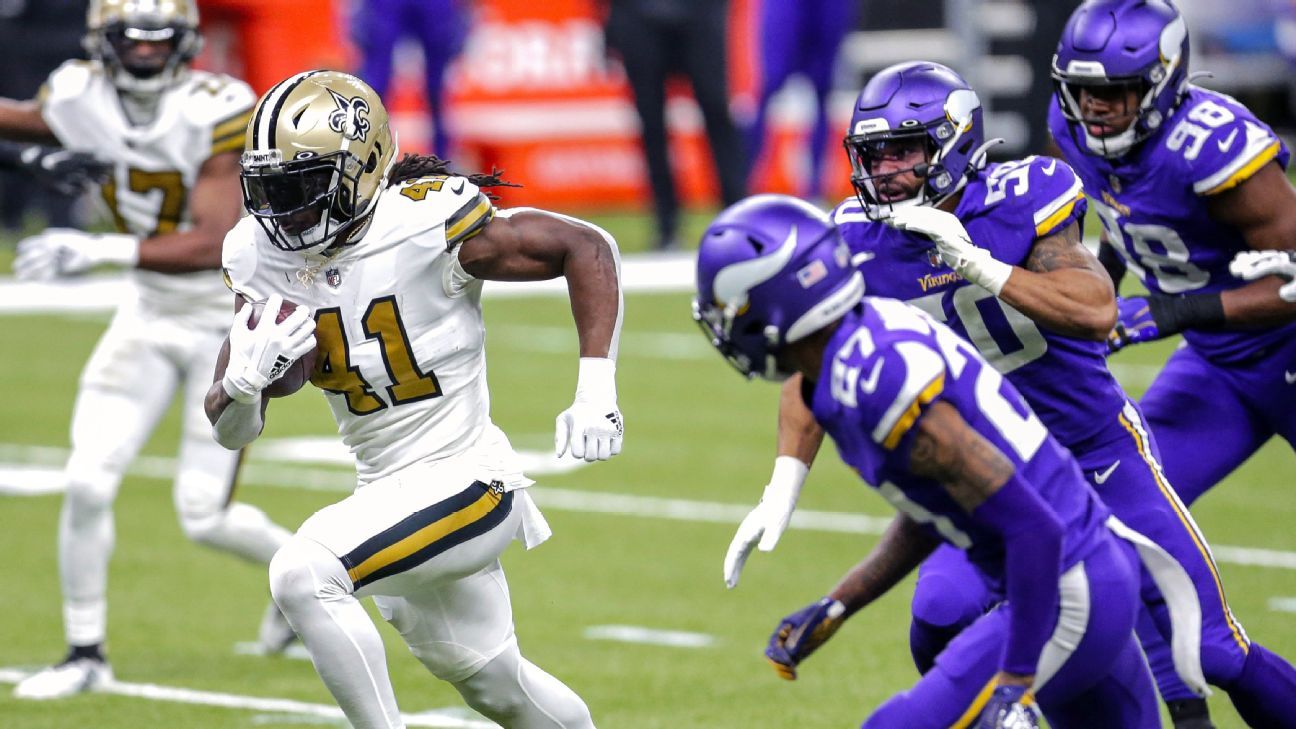 Saints Alvin Kamara set the NFL record with six rushed touchdowns