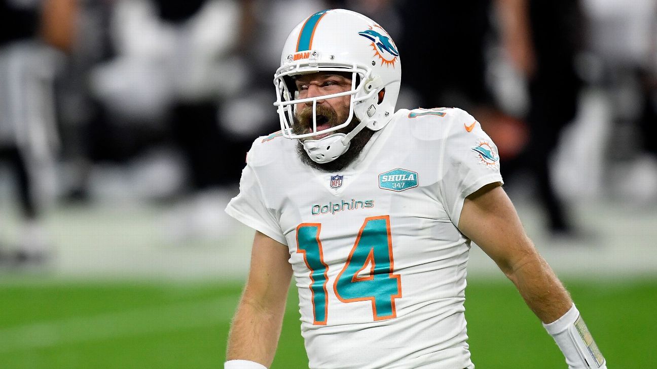 Ryan Fitzpatrick rescues Miami Dolphins with a frantic road rally, but Tua Tagovailoa remains the starter