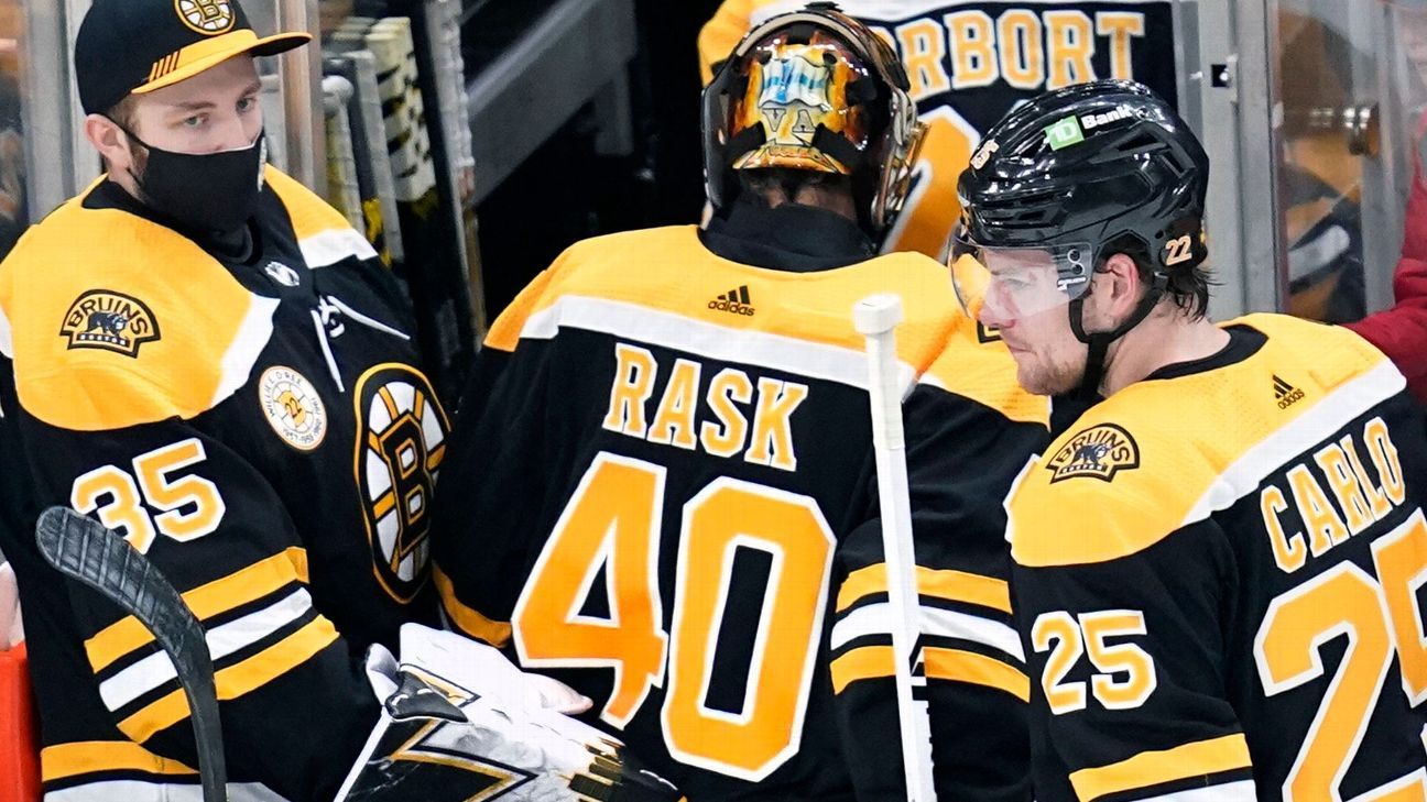 <div>Rask pulled after allowing 5 goals in Bruins' loss</div>