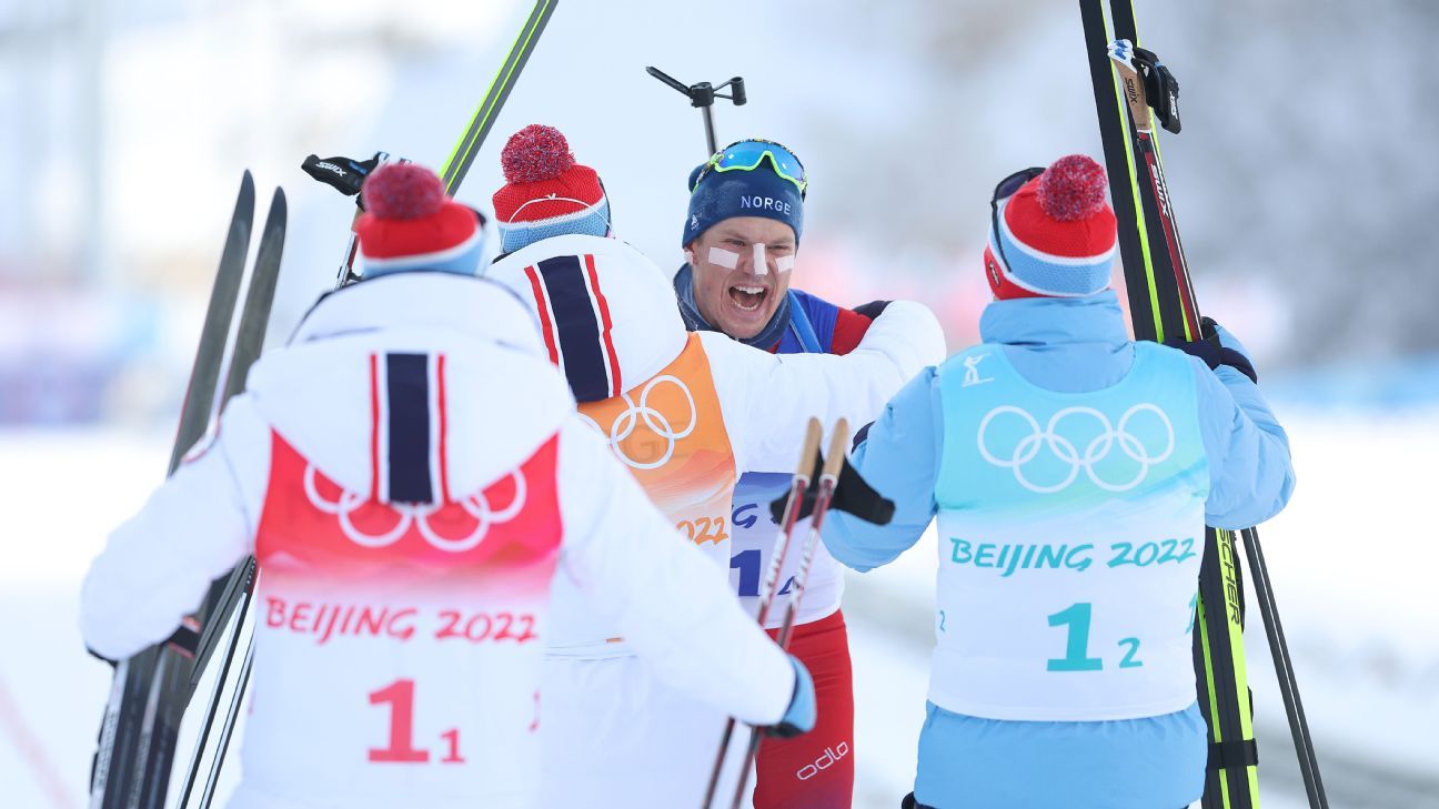 La Norvège remporte l’or en biathlon dans le relais à quatre aux Jeux Olympiques de Pékin ;  La France résiste à l’argent, puis la Russie