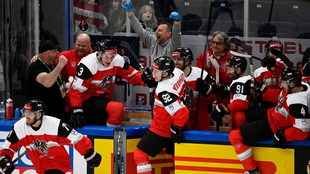 Rakousko šokuje Českou republiku, Švédsko poráží na mistrovství světa v hokeji Británii