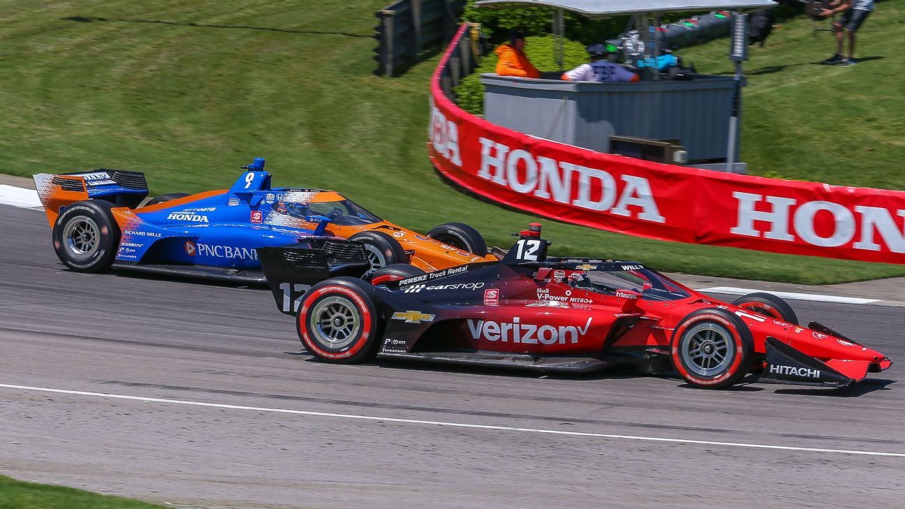 Will Power schubst Scott Dixon nach einem IndyCar-Trainingsunfall